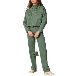 Boyish Ziggy High  Waisted Straight Jeans Green Mile Size 26